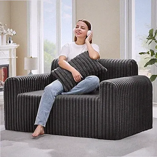 Couch Sofa 2-Seater Foam Sofa for Small Spaces Comfy Sofas with Loveseat Black