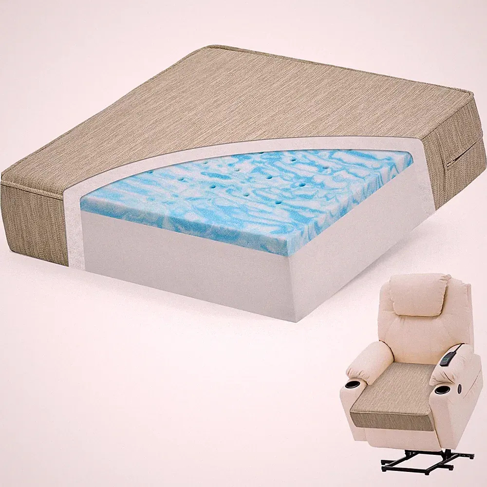 Dual-Layer Gel Memory Foam Recliner Cushions for Elderly 20x20x5 Inch Thick C...