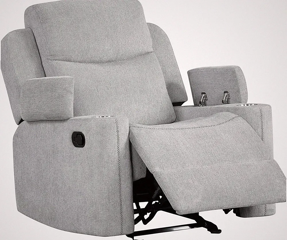 Galya Light Gray Chenille Motion Glider Recliner for Ultimate Comfort