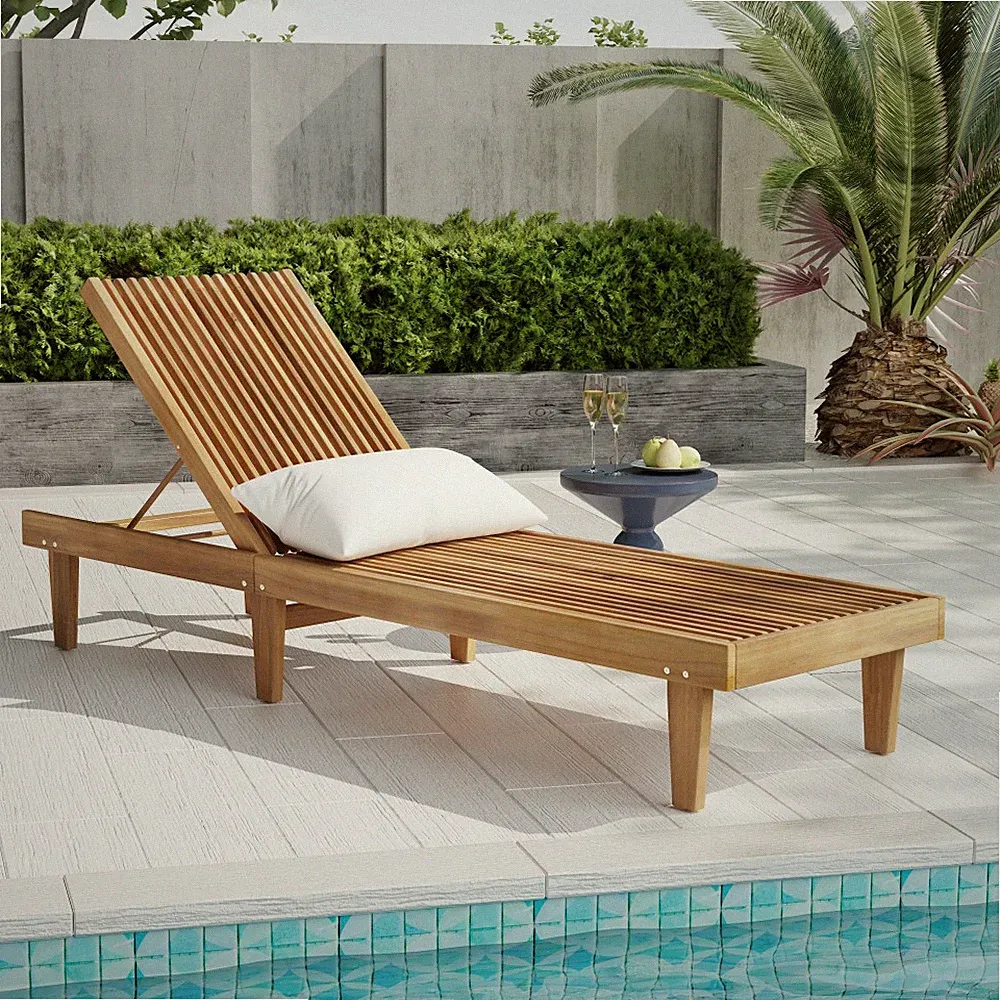 Garden Outdoor Chaise Lounge,Resin Pool Lounge Chair Waterproof Recliner Caramel