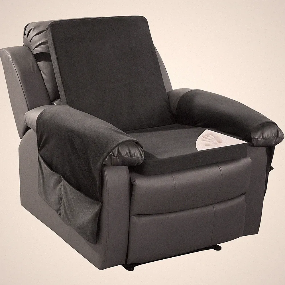HOMBYS Recliner Chair Cushion for Elderly with Lumbar 20"x20"x2", Black