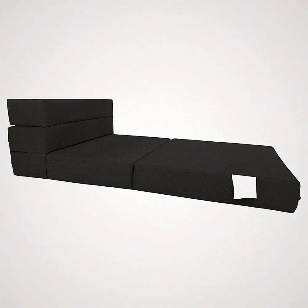 Lounger Folding Foam Mattresses, Portable Sleeper Chair Bed, 6 x 32 x 80, Black