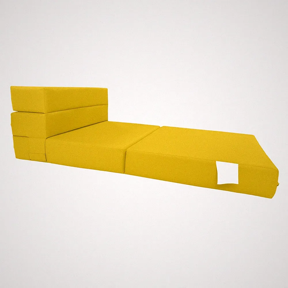 Lounger Folding Foam Mattresses, Portable Sleeper Chair Bed 6 x 32 x 80, Yellow