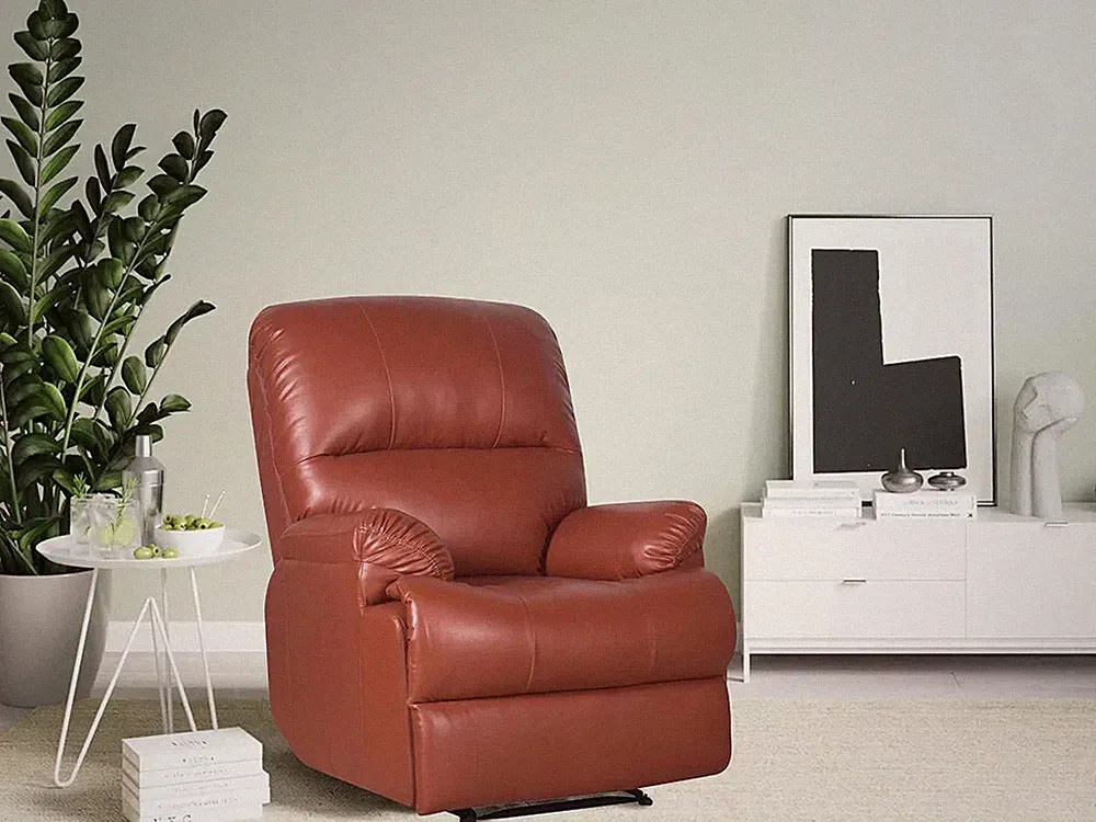 Molly Manual Recliner In Leatherette Comfortable Seating Area Brown elegant