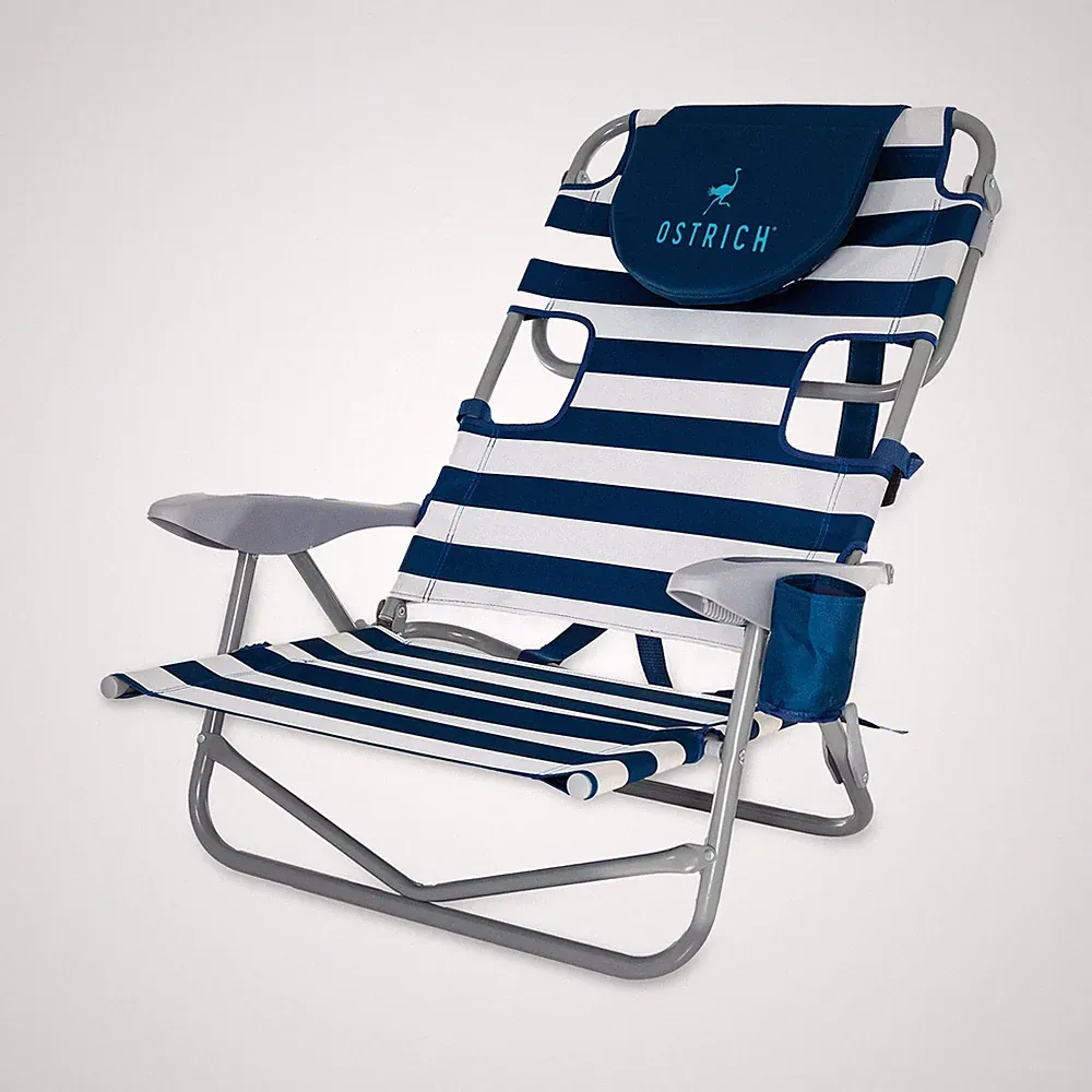 Ostrich The Heavy-Duty Backpacker Portable Reclining Beach Camping Chair, Stripe