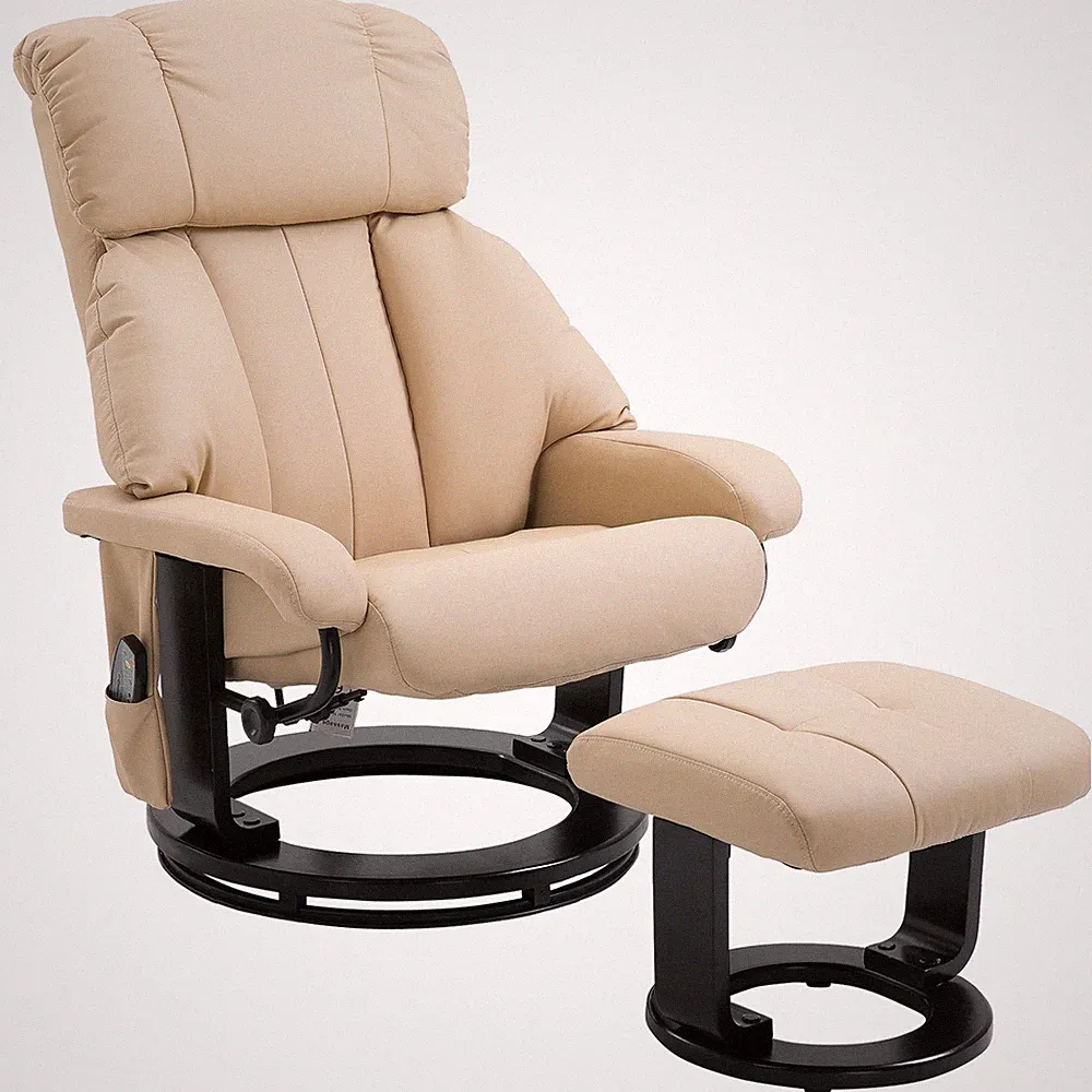 Recliner Chair and Ottoman Footrest Lounge Set 10 Vibration Motor Massage Swivel
