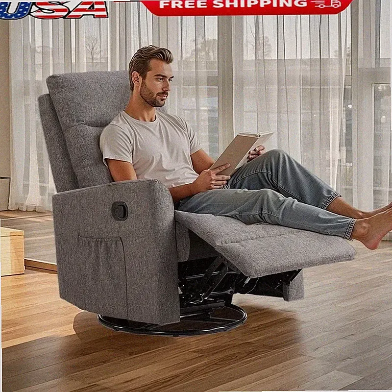 Recliner Massage Chair W/ Footrest Rocking Glider Deep Seat Comfortable Home New