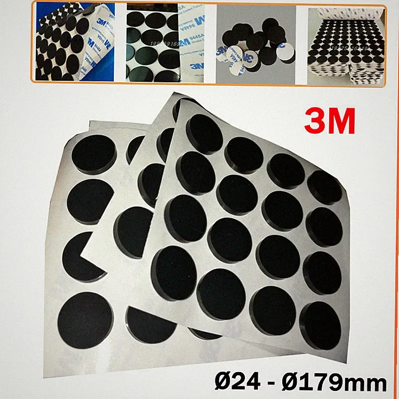 Round Self Adhesive Furniture Leg Silicone Rubber Protect Pads Mat Black 4-179mm