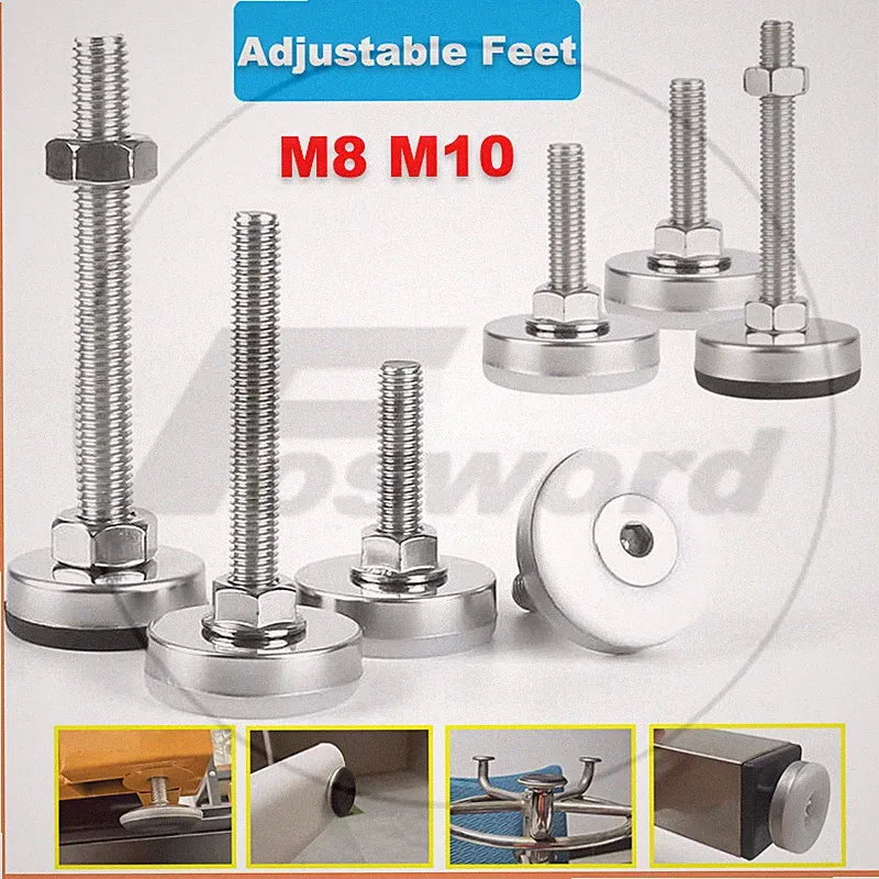 Stainless Adjustable Feet M8 M10 Screw in Height Levelling Machine Furniture Leg