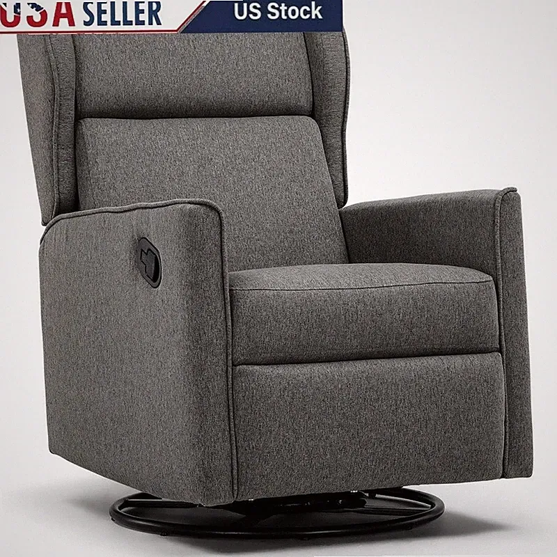 Swivel Rocker Recliner Chair Manual Push Back Comfortable Plush Lounge Seat New