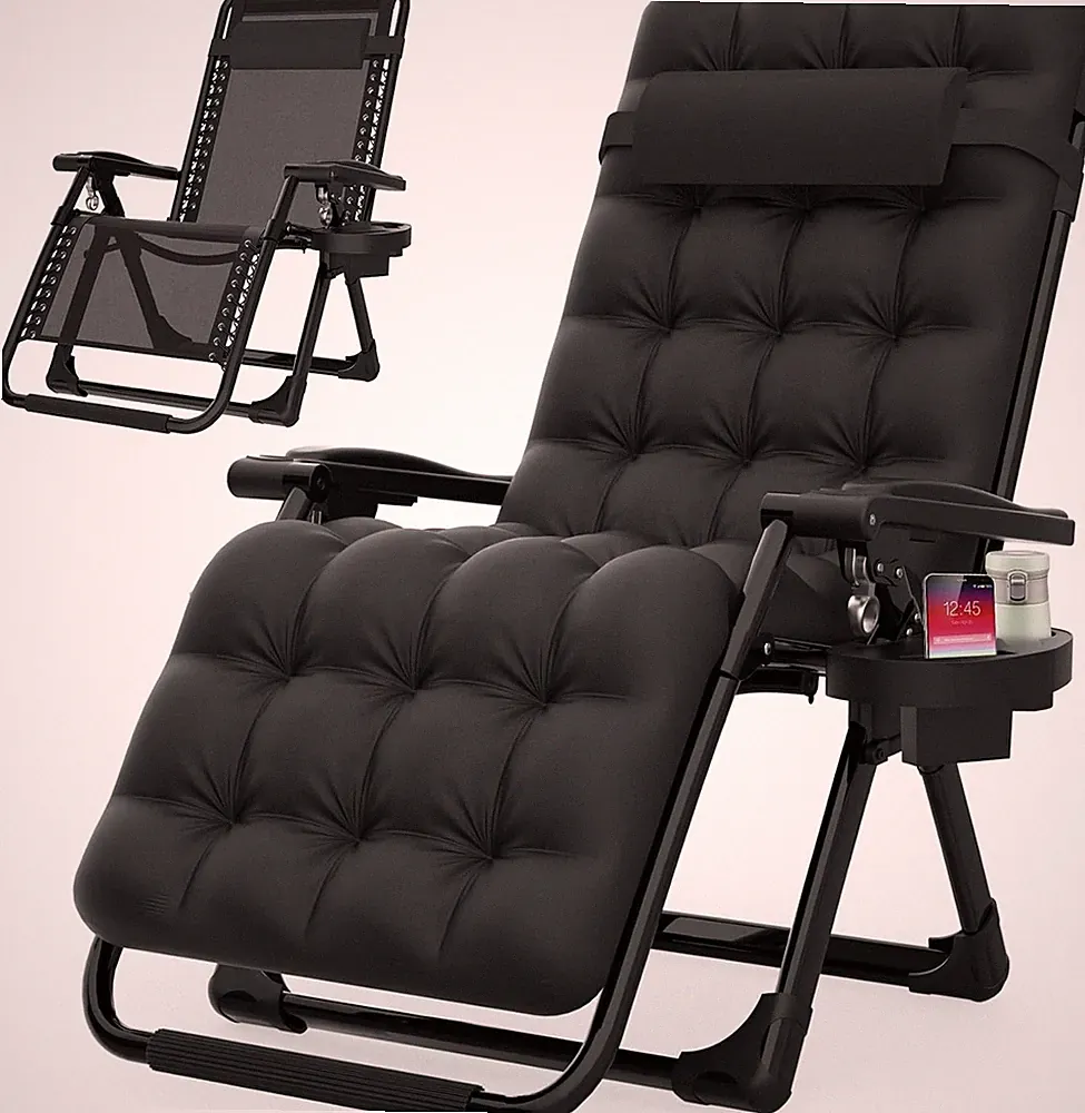 Zero Gravity Reclining Chair with Removable Cushion & Cup Holder for Outdoors
